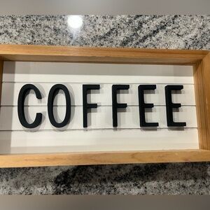 Coffee bar sign. Wooden
